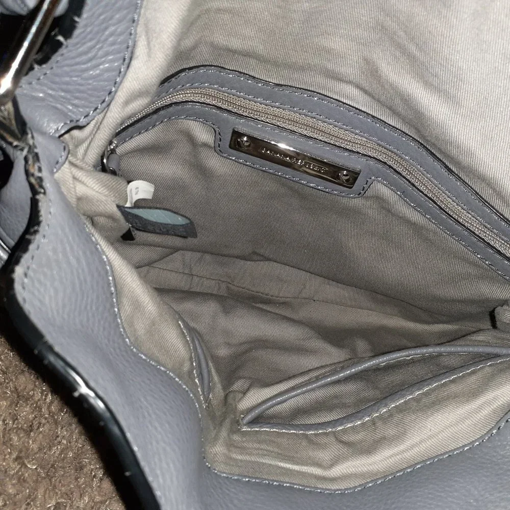 BANANA REPUBLIC Authentic Grey Leather-Medium Hobo Shoulder Bag-Excellent